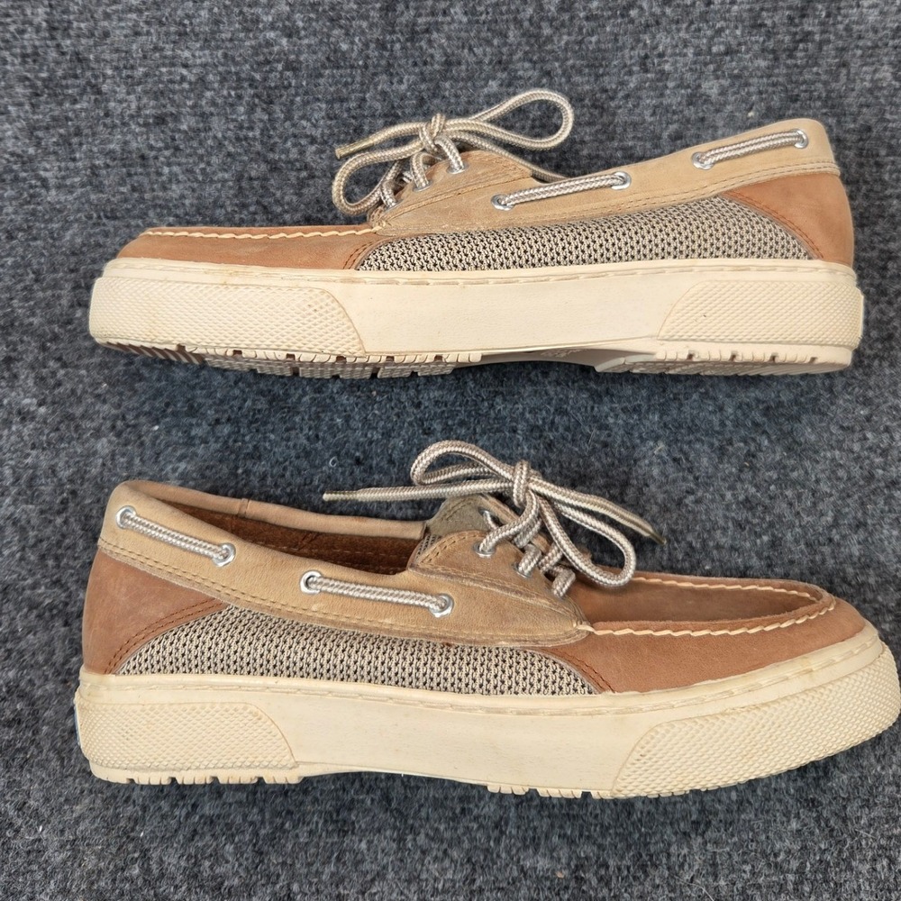 Sperry Top-Sider Boat Shoes Mens 7M Tan Leather Mesh Lace Up